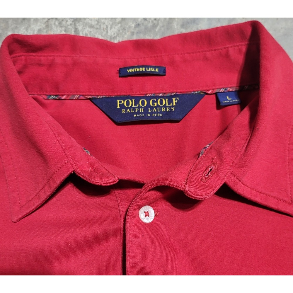 Mens Polo Golf Ralph Lauren Shirt True Red Size Large L Vintage Lisle ~Big Pony! - Picture 3 of 12
